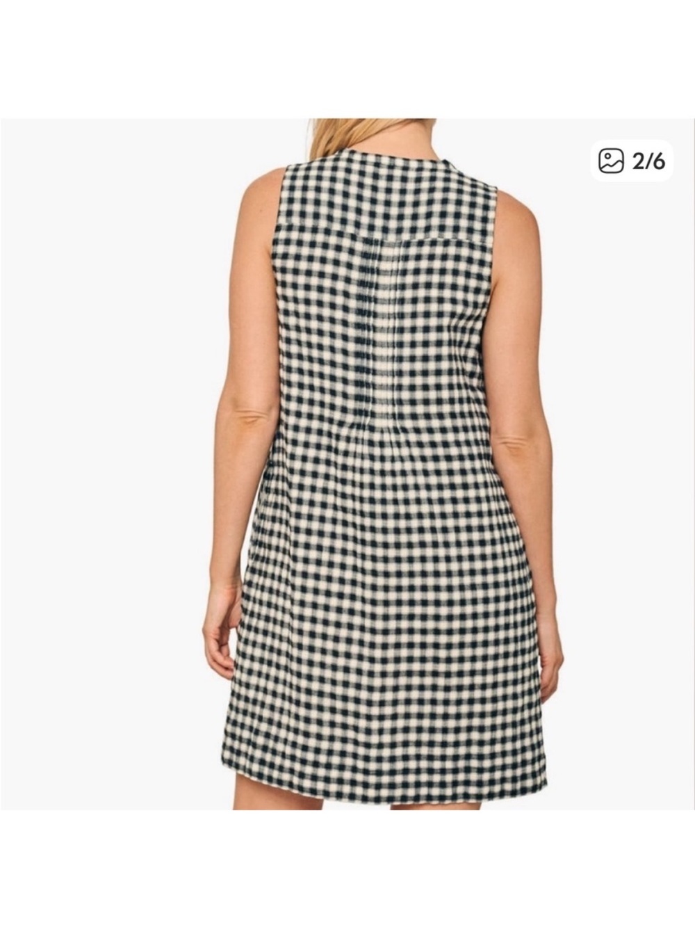 NWT Faherty Isha Gingham Shift Mini Dress Gauze Black White Sz Medium Fall Boho